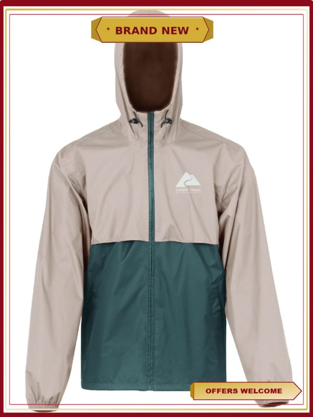 Lightweight Packable Rain Jacket Water-Resistant Adjustable Hood